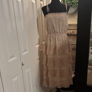 Lucy Paris Floral Tan Tiered Dress